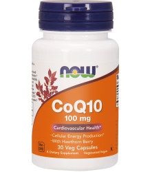 Now Foods Coenzym Q10 100mg Weißdorn 30 pflanzliche Zellulosekapseln