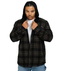 Pit Bull Flanelljacke mit Kapuze Pioneer Schwarz/Olive