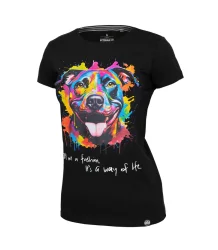 Pit Bull Damen-T-Shirt Slim Fit Aquarell Schwarz