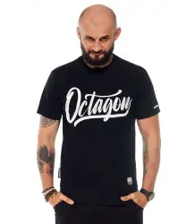Octagon T-Shirt Retro-T-Shirt Schwarz/Weiß