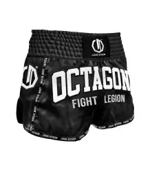 Octagon Kickboxing-/Muay Thai-Shorts Legion Script PREMIUM Schwarz/Weiß