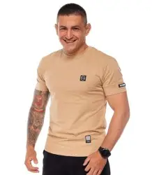Octagon T-Shirt Small Logo Beige