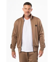 Pit Bull Sweatshirt mit Reißverschluss Tape Logo Coyote Brown