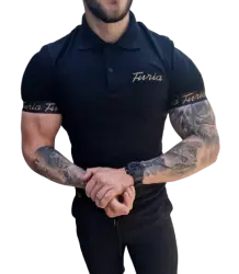 FURIA Herren-Polohemd Taśma Schwarz/Gold