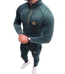 FURIA Velours-Trainingsanzug für Herren Small Logo Green/Gold