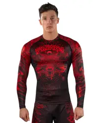Venum Rashguard Langarm Long Sleeve Wolf Atak Schwarz/Rot