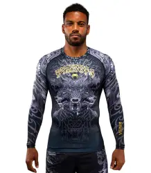 Venum Rashguard Langarm Long Sleeve Wolf Atak Schwarz/Grau
