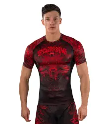 Venum Rashguard Kurzarm Short Sleeve Wolf Atak Schwarz/Rot