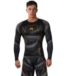 Venum Rashguard Long Sleeve, langärmelig, Matupa, Schwarz/Grau/Gold