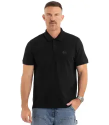 Pit Bull Polo-Shirt aus Piqué mit Streifen, Regular-Passform, komplett schwarz