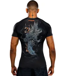 Venum Rashguard mit kurzen Ärmeln „Short Sleeve Thunder Dragon“ Schwarz/Grau/Kupfer