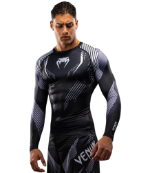 Venum Rashguard Long Sleeve, langärmelig, No-Gi 6.0, Schwarz/Weiß