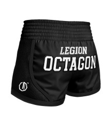 Octagon Kickbox-/Muay-Thai-Shorts „Legion Kevlar PREMIUM“ Schwarz/Weiß